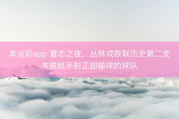 幸运彩app 窘态之夜，丛林成欧联历史第二支未被敌手射正却输球的球队