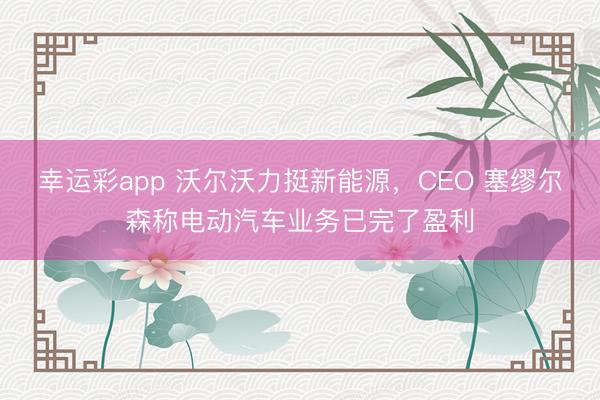 幸运彩app 沃尔沃力挺新能源，CEO 塞缪尔森称电动汽车业务已完了盈利