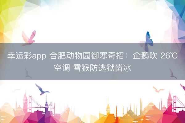 幸运彩app 合肥动物园御寒奇招：企鹅吹 26℃空调 雪猴防逃狱凿冰