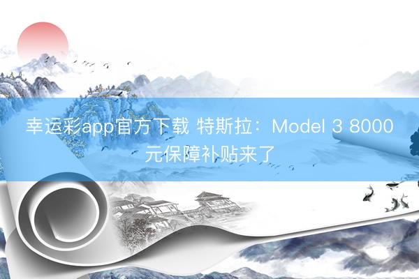 幸运彩app官方下载 特斯拉：Model 3 8000元保障补贴来了