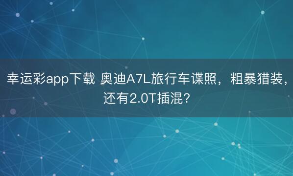 幸运彩app下载 奥迪A7L旅行车谍照，粗暴猎装，还有2.0T插混?