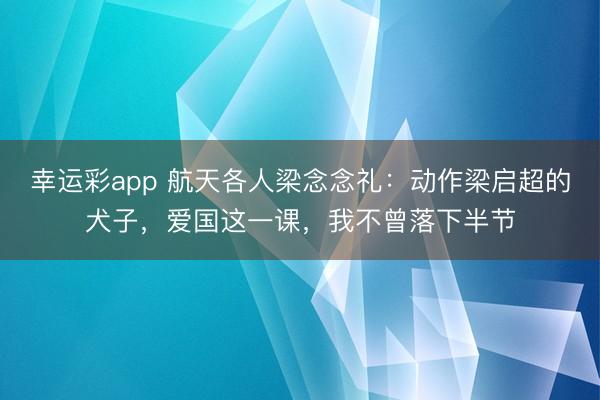 幸运彩app 航天各人梁念念礼:动作梁启超的犬子,爱国这一课,我不曾落下半节