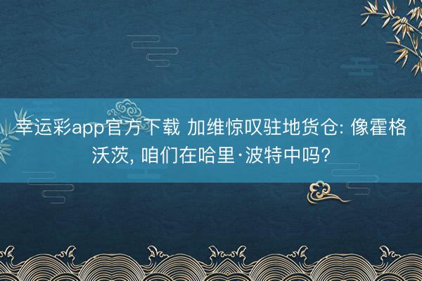 幸运彩app官方下载 加维惊叹驻地货仓: 像霍格沃茨， 咱们在哈里·波特中吗?